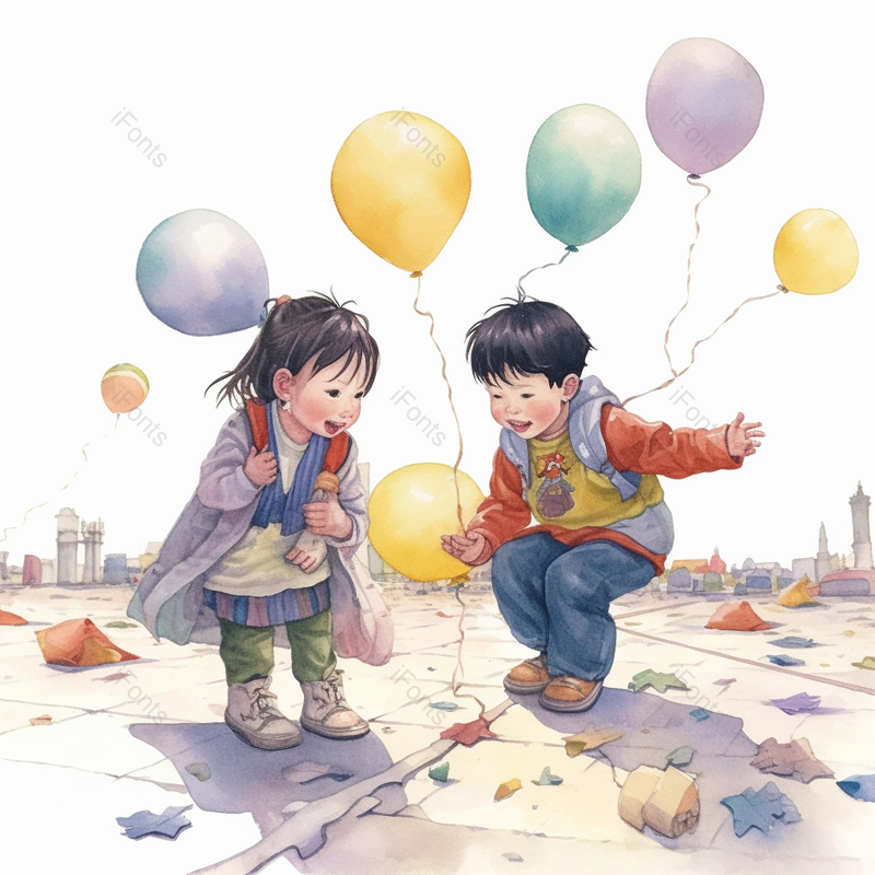 放学回家路上两个小孩街头玩耍嬉戏可爱插画,插画/手绘图,插画/手绘图库,插画/手绘图下载,插画/手绘